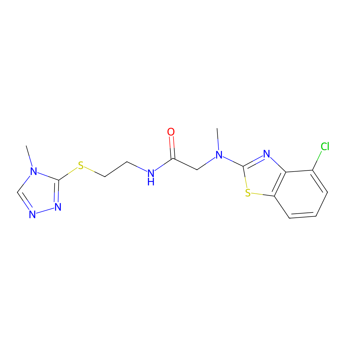 2-((4-chlorobenzo[d]thiazol-2-yl)(methyl)amino)-N-(2-((4-methyl-4H-1,2,4-triazol-3-yl)thio)ethyl)acetamide molecular structure, CAS 1396801-57-2