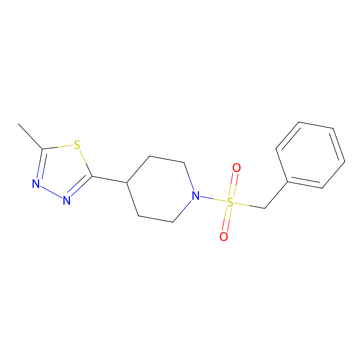 2-(1-(Benzylsulfonyl)piperidin-4-yl)-5-methyl-1,3,4-thiadiazole molecular structure, CAS 1396801-64-1