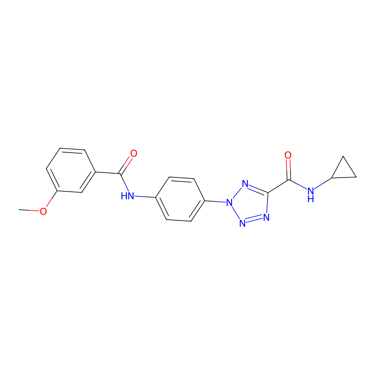N-cyclopropyl-2-(4-(3-methoxybenzamido)phenyl)-2H-tetrazole-5-carboxamide molecular structure, CAS 1396801-69-6