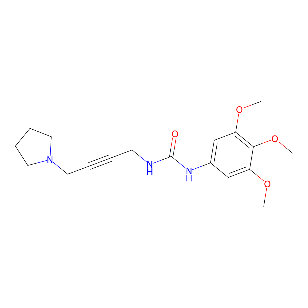1-(4-(Pyrrolidin-1-yl)but-2-yn-1-yl)-3-(3,4,5-trimethoxyphenyl)urea molecular structure, CAS 1396801-71-0