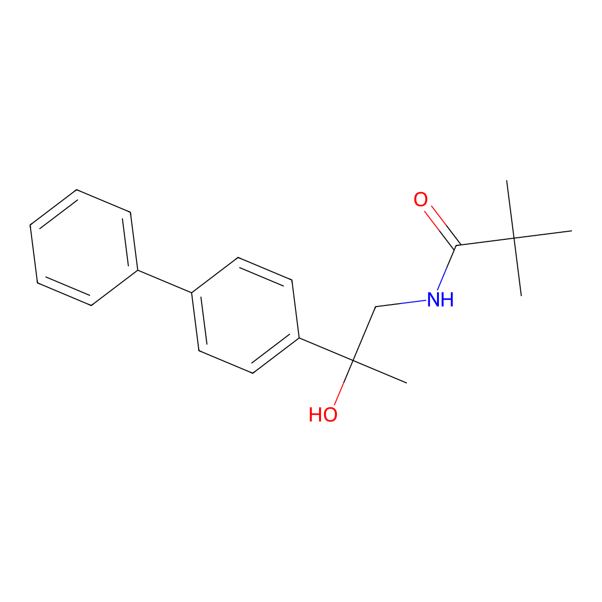 N-(2-([1,1'-biphenyl]-4-yl)-2-hydroxypropyl)pivalamide molecular structure, CAS 1396801-73-2
