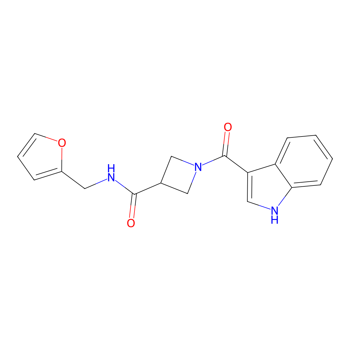 N-(furan-2-ylmethyl)-1-(1H-indole-3-carbonyl)azetidine-3-carboxamide molecular structure, CAS 1396801-75-4