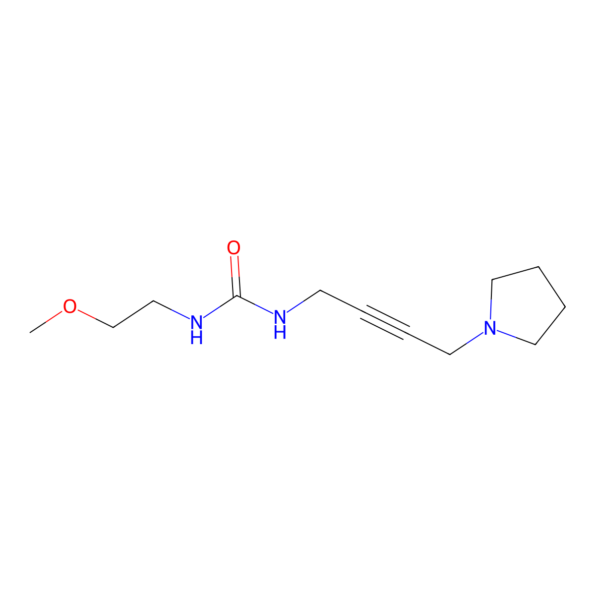 1-(2-Methoxyethyl)-3-(4-(pyrrolidin-1-yl)but-2-yn-1-yl)urea molecular structure, CAS 1396801-77-6