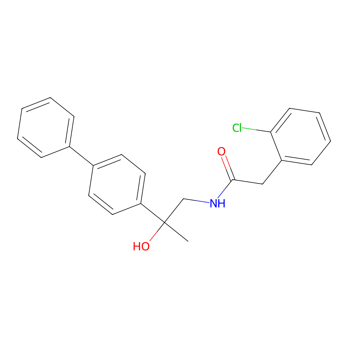 N-(2-{[1,1'-biphenyl]-4-yl}-2-hydroxypropyl)-2-(2-chlorophenyl)acetamide molecular structure, CAS 1396801-79-8