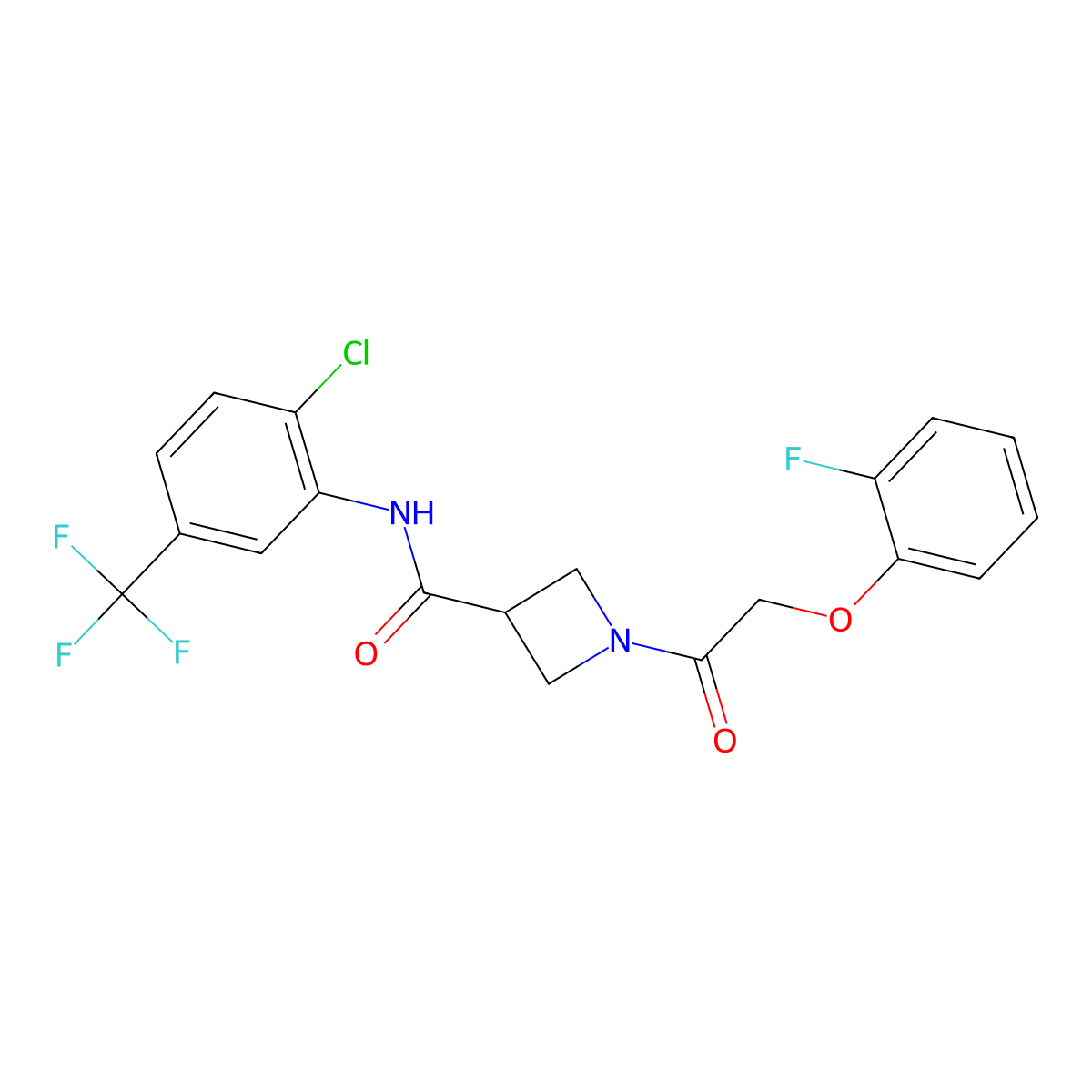 N-[2-chloro-5-(trifluoromethyl)phenyl]-1-[2-(2-fluorophenoxy)acetyl]azetidine-3-carboxamide molecular structure, CAS 1396801-94-7
