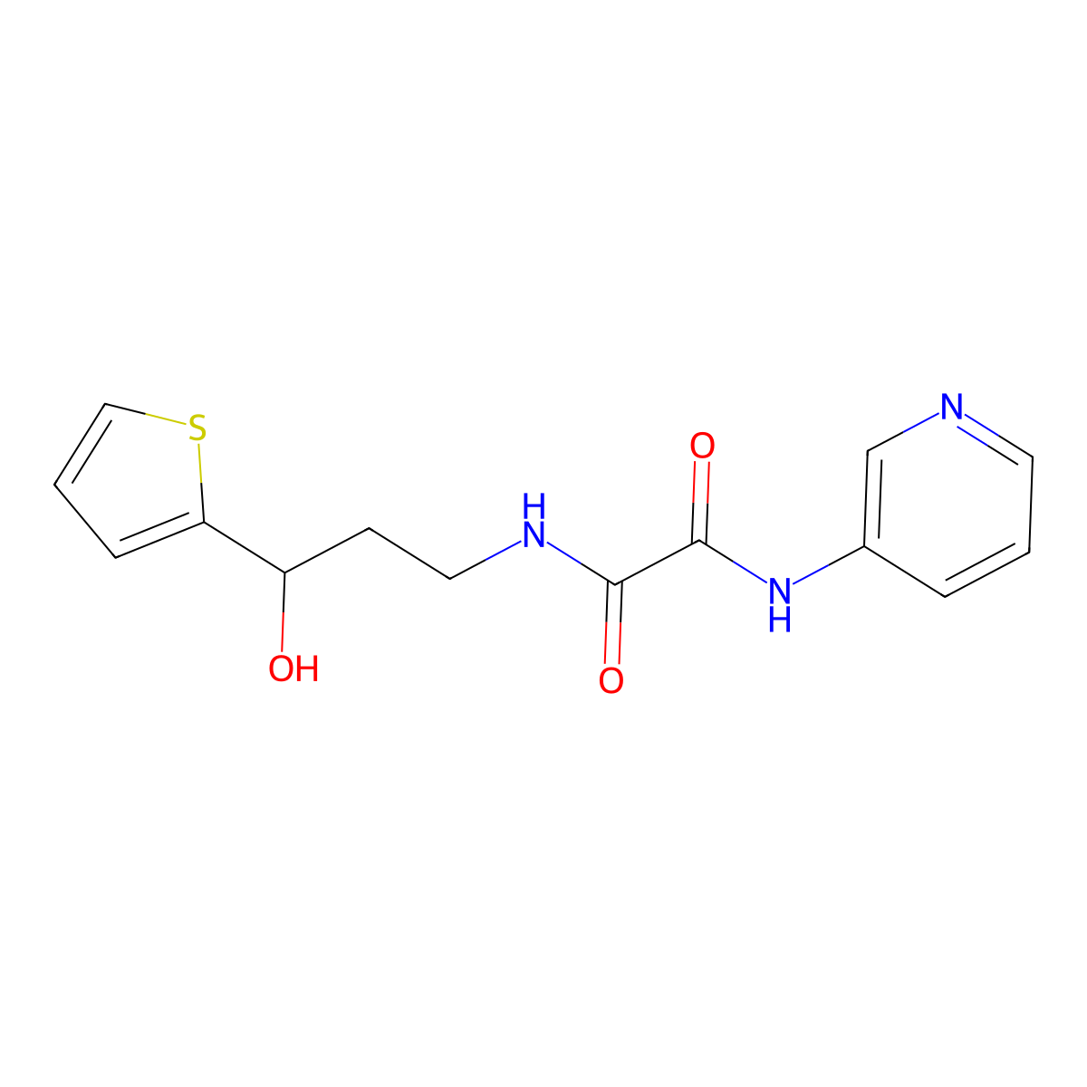 N1-(3-hydroxy-3-(thiophen-2-yl)propyl)-N2-(pyridin-3-yl)oxalamide molecular structure, CAS 1396802-00-8