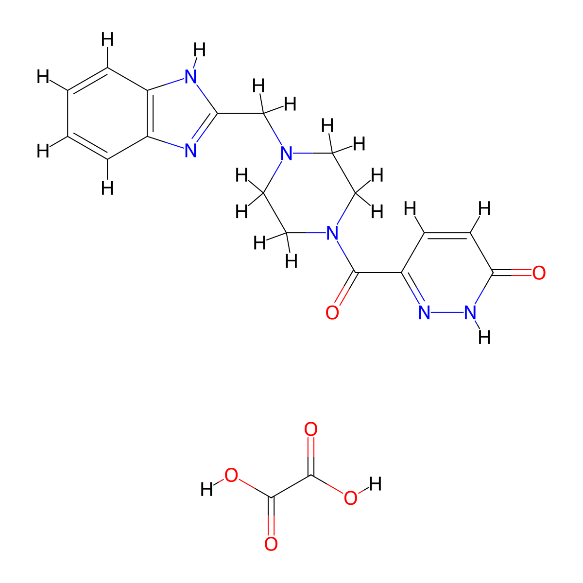 6-(4-((1H-benzo[d]imidazol-2-yl)methyl)piperazine-1-carbonyl)pyridazin-3(2H)-one oxalate molecular structure, CAS 1396802-04-2