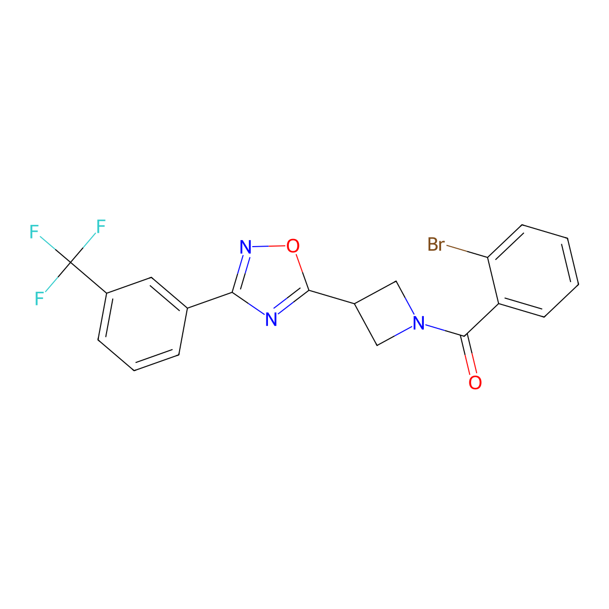 (2-Bromophenyl)(3-(3-(3-(trifluoromethyl)phenyl)-1,2,4-oxadiazol-5-yl)azetidin-1-yl)methanone molecular structure, CAS 1396802-09-7