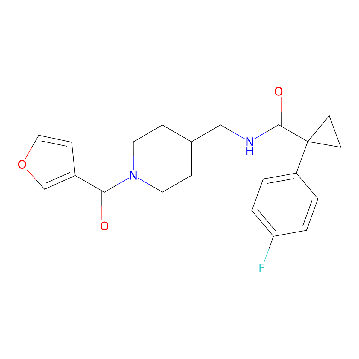 1-(4-fluorophenyl)-N-((1-(furan-3-carbonyl)piperidin-4-yl)methyl)cyclopropanecarboxamide molecular structure, CAS 1396802-11-1
