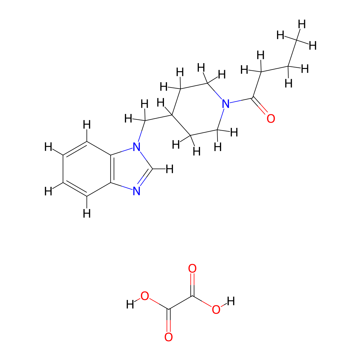 1-(4-((1H-benzo[d]imidazol-1-yl)methyl)piperidin-1-yl)butan-1-one oxalate molecular structure, CAS 1396802-14-4