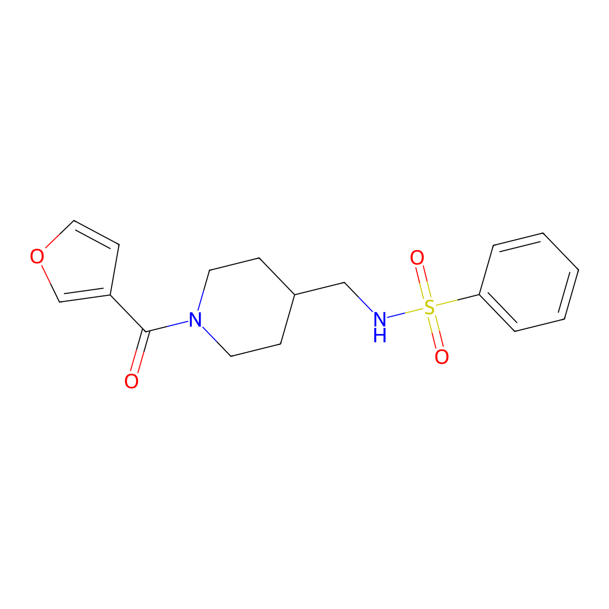N-((1-(furan-3-carbonyl)piperidin-4-yl)methyl)benzenesulfonamide molecular structure, CAS 1396802-20-2