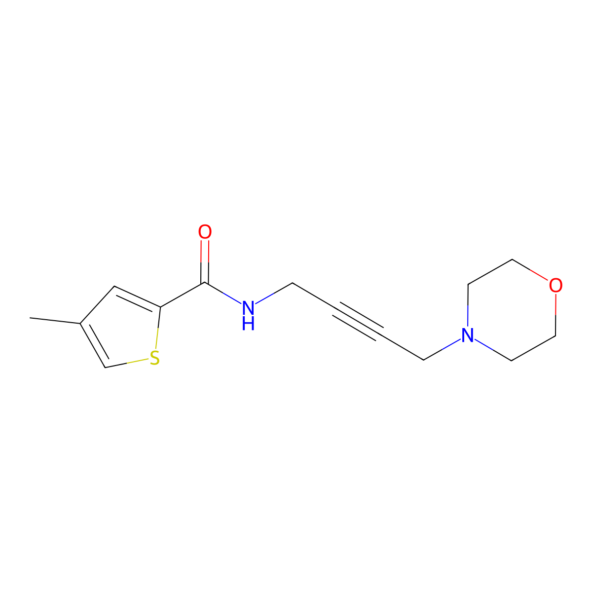 4-methyl-N-(4-morpholinobut-2-yn-1-yl)thiophene-2-carboxamide molecular structure, CAS 1396802-33-7