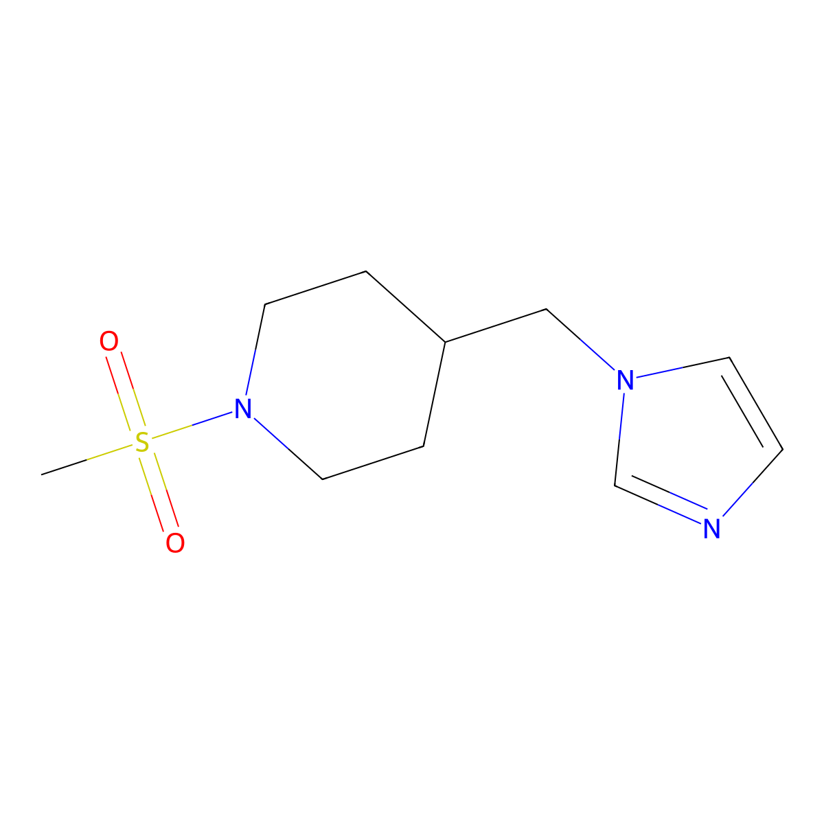 4-((1H-imidazol-1-yl)methyl)-1-(methylsulfonyl)piperidine molecular structure, CAS 1396802-40-6