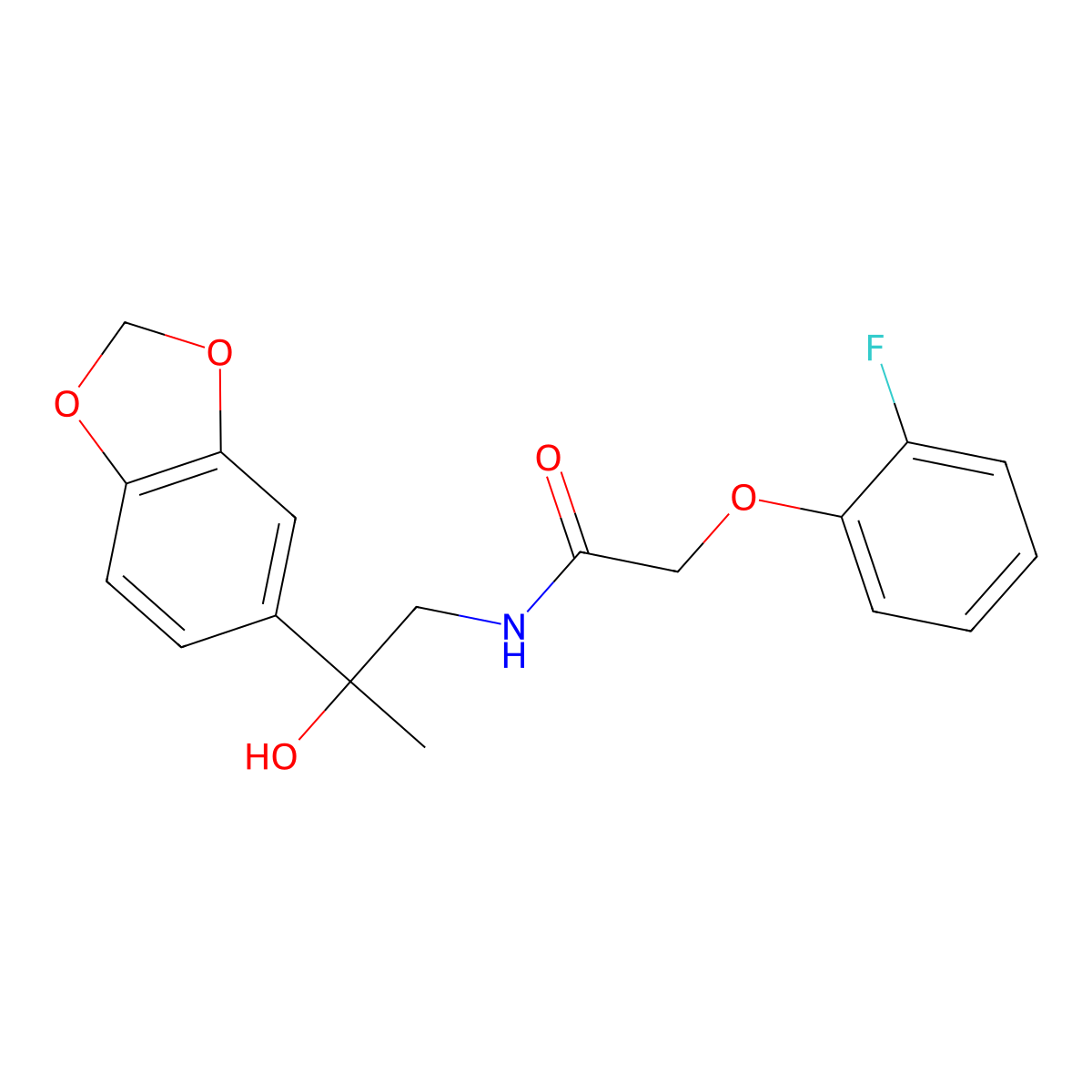 N-(2-(benzo[d][1,3]dioxol-5-yl)-2-hydroxypropyl)-2-(2-fluorophenoxy)acetamide molecular structure, CAS 1396802-41-7