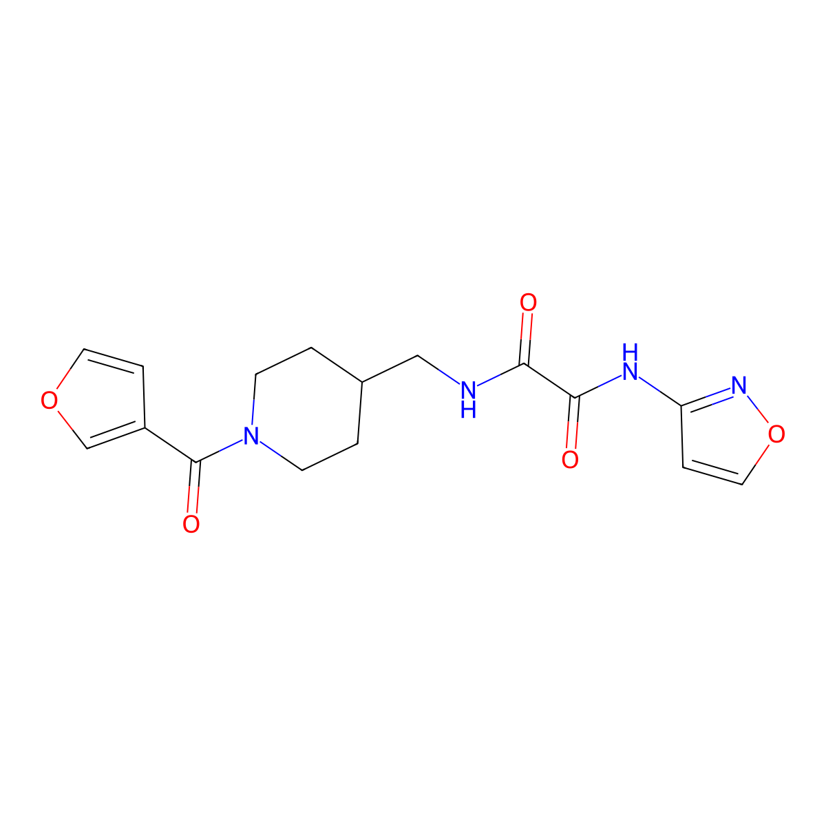 N1-((1-(furan-3-carbonyl)piperidin-4-yl)methyl)-N2-(isoxazol-3-yl)oxalamide molecular structure, CAS 1396802-42-8