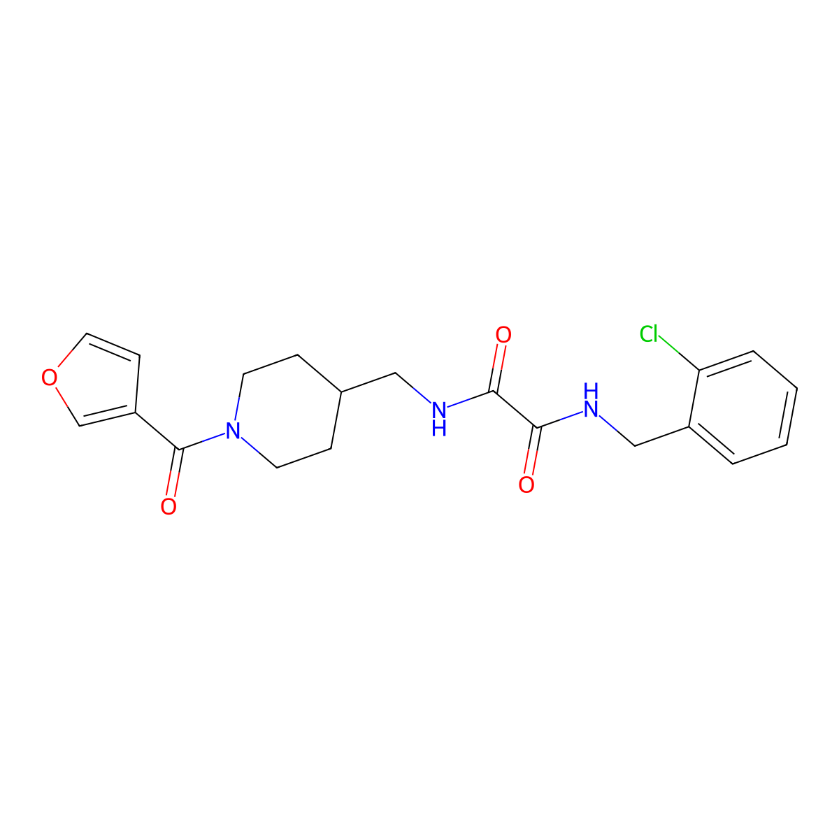 N1-(2-chlorobenzyl)-N2-((1-(furan-3-carbonyl)piperidin-4-yl)methyl)oxalamide molecular structure, CAS 1396802-46-2