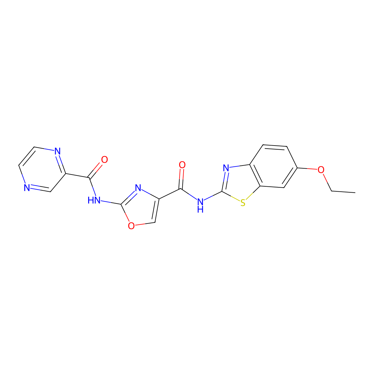 N-(6-ethoxybenzo[d]thiazol-2-yl)-2-(pyrazine-2-carboxamido)oxazole-4-carboxamide molecular structure, CAS 1396802-51-9