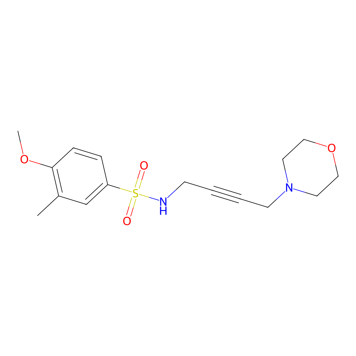 4-methoxy-3-methyl-N-(4-morpholinobut-2-yn-1-yl)benzenesulfonamide molecular structure, CAS 1396802-52-0