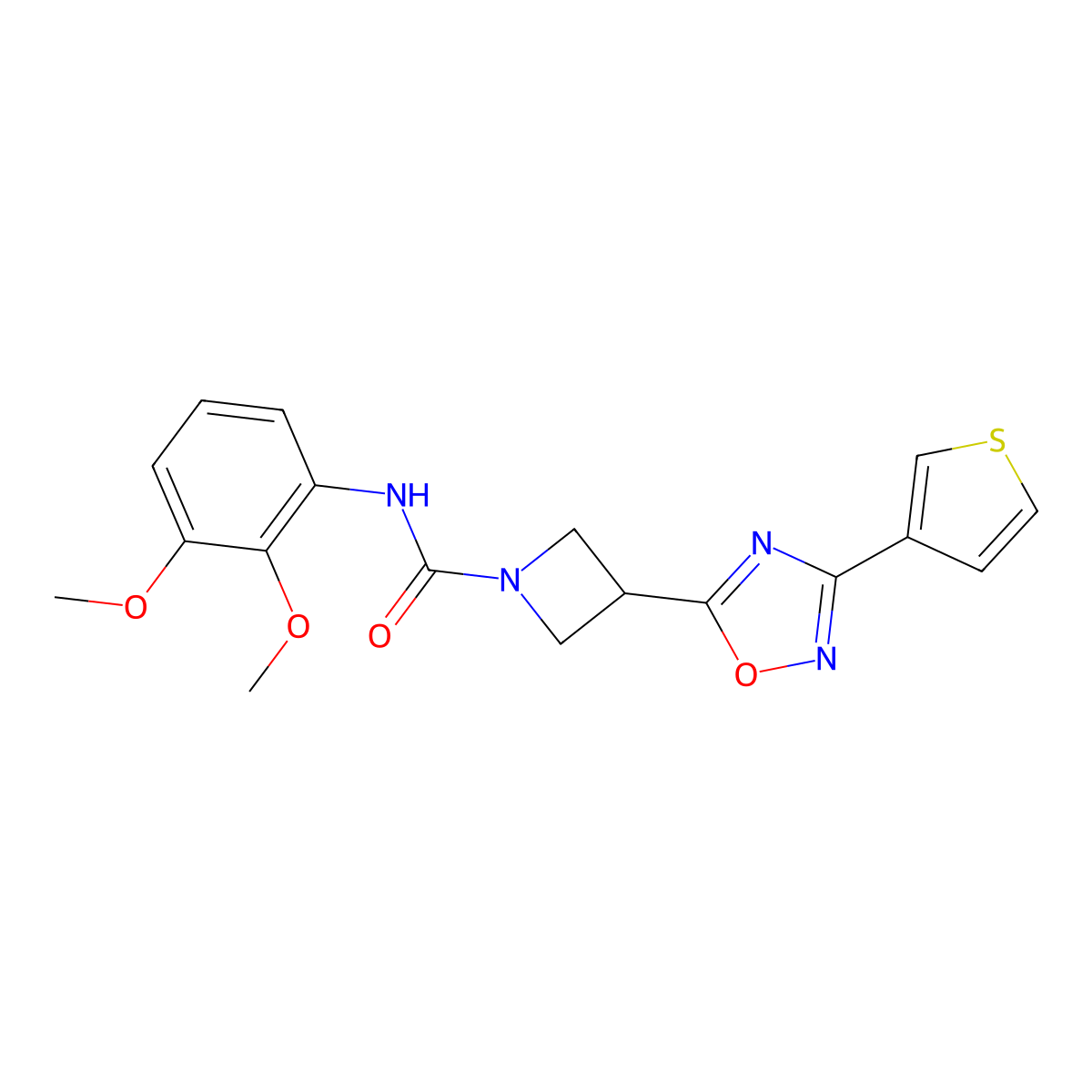 N-(2,3-dimethoxyphenyl)-3-(3-(thiophen-3-yl)-1,2,4-oxadiazol-5-yl)azetidine-1-carboxamide molecular structure, CAS 1396802-53-1