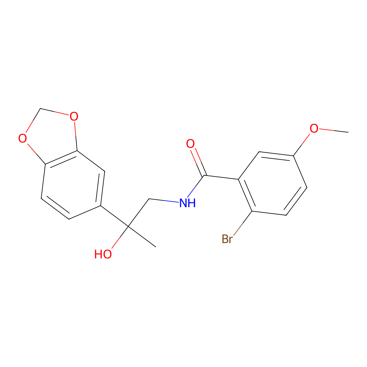 N-(2-(benzo[d][1,3]dioxol-5-yl)-2-hydroxypropyl)-2-bromo-5-methoxybenzamide molecular structure, CAS 1396802-56-4