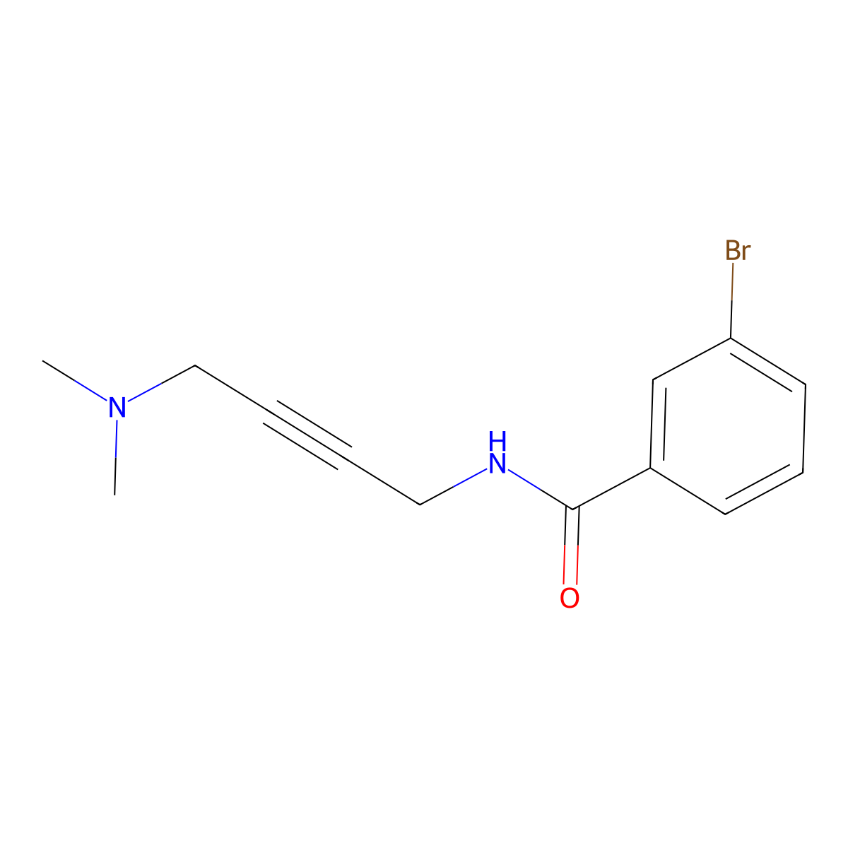 3-bromo-N-(4-(dimethylamino)but-2-yn-1-yl)benzamide molecular structure, CAS 1396802-57-5