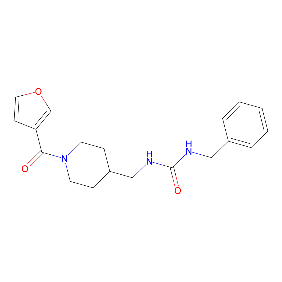1-Benzyl-3-((1-(furan-3-carbonyl)piperidin-4-yl)methyl)urea molecular structure, CAS 1396802-58-6
