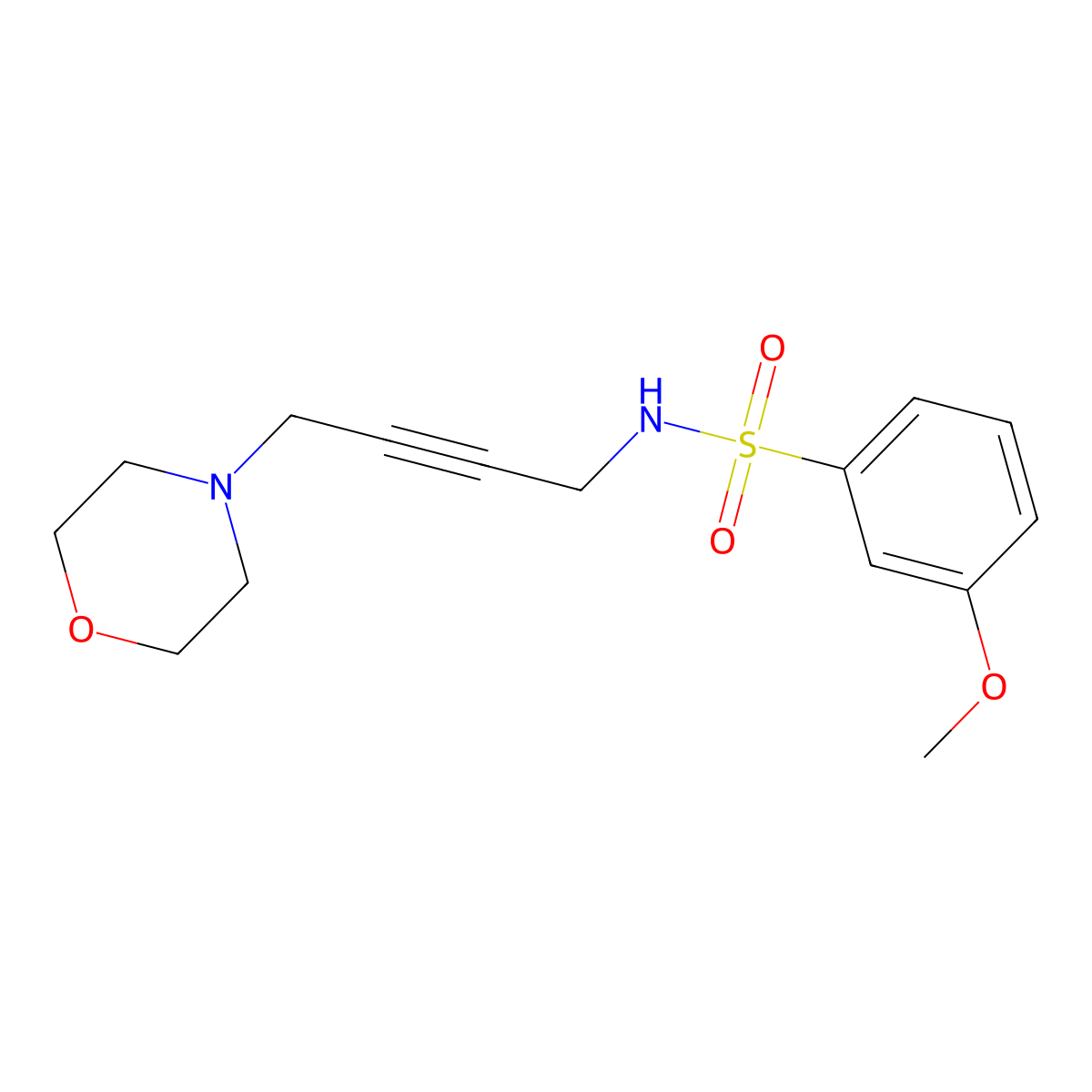 3-methoxy-N-(4-morpholinobut-2-yn-1-yl)benzenesulfonamide molecular structure, CAS 1396802-71-3