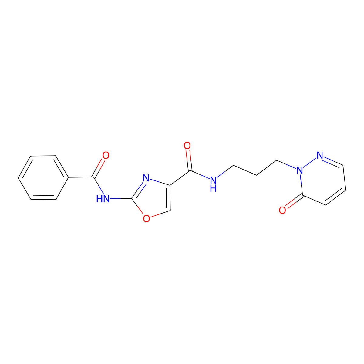 2-benzamido-N-(3-(6-oxopyridazin-1(6H)-yl)propyl)oxazole-4-carboxamide molecular structure, CAS 1396802-73-5