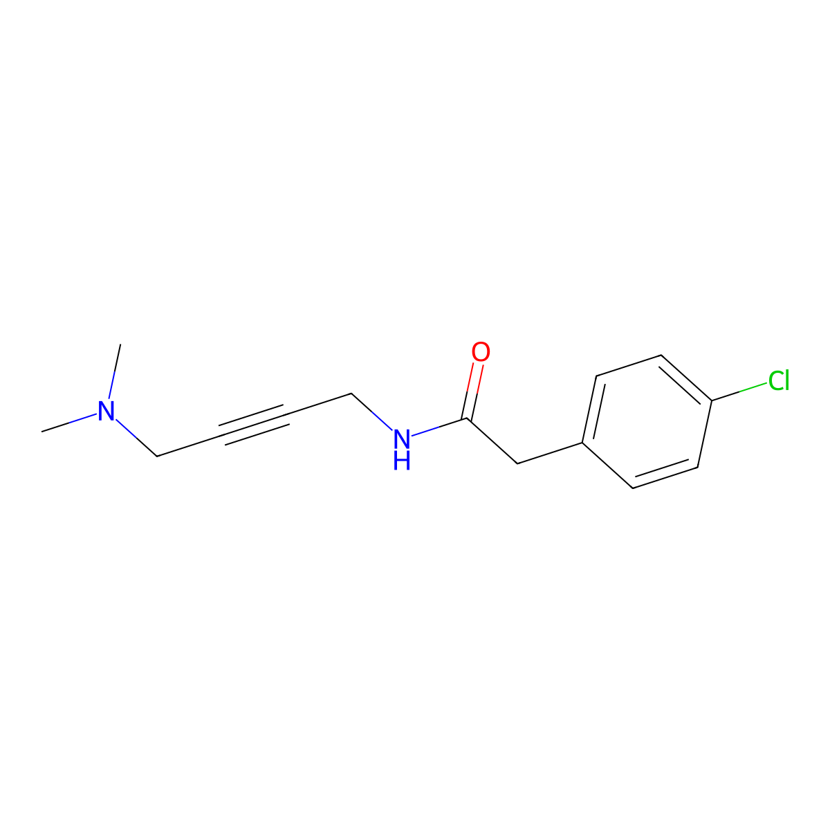 2-(4-chlorophenyl)-N-[4-(dimethylamino)but-2-yn-1-yl]acetamide molecular structure, CAS 1396802-80-4