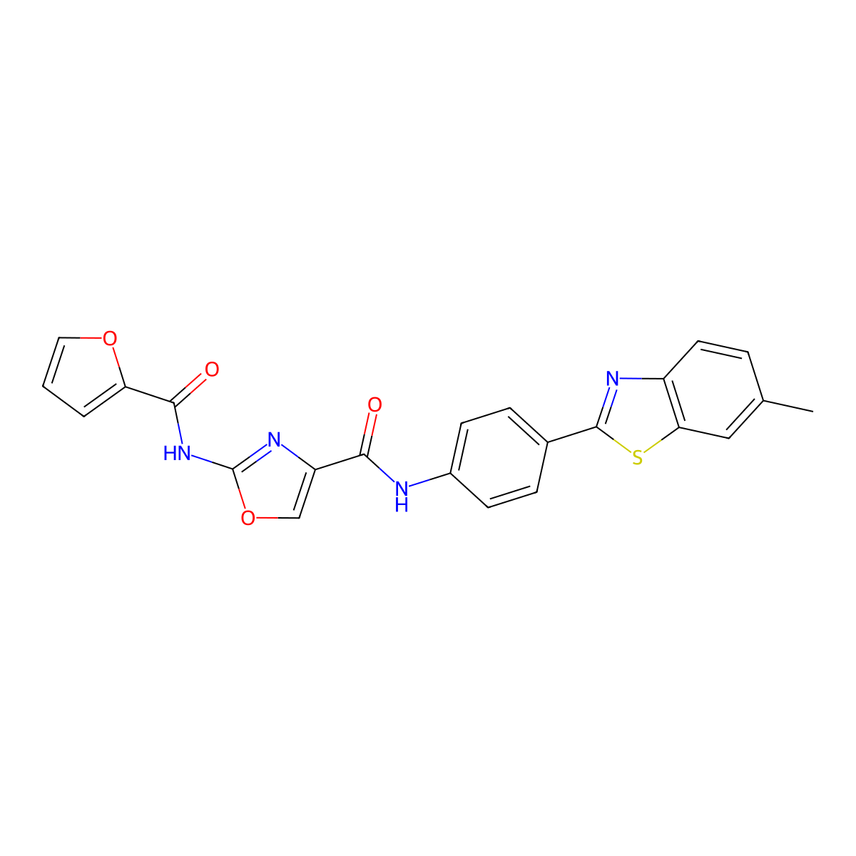 2-(furan-2-carboxamido)-N-(4-(6-methylbenzo[d]thiazol-2-yl)phenyl)oxazole-4-carboxamide molecular structure, CAS 1396802-97-3