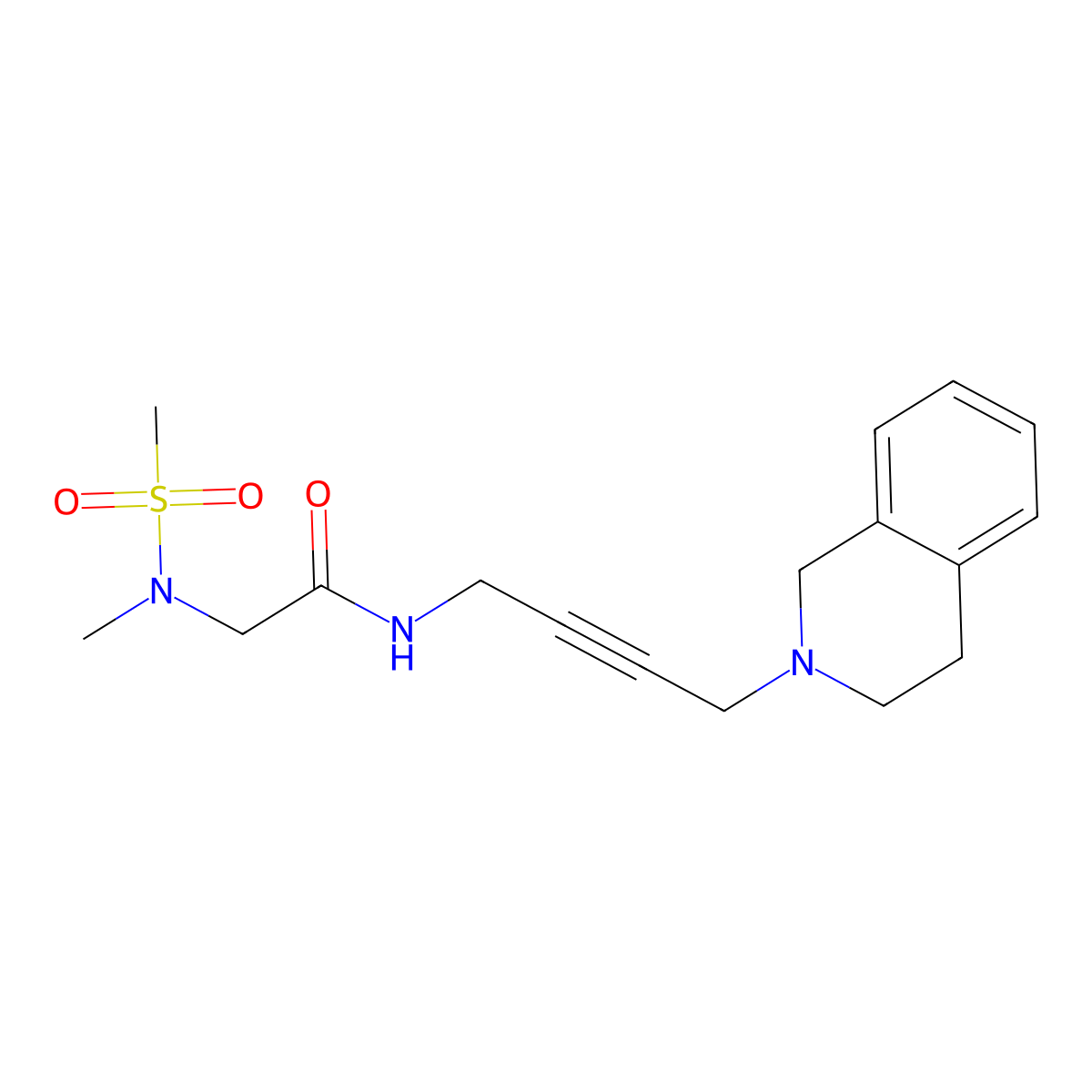 2-(N-methylmethanesulfonamido)-N-[4-(1,2,3,4-tetrahydroisoquinolin-2-yl)but-2-yn-1-yl]acetamide molecular structure, CAS 1396802-99-5