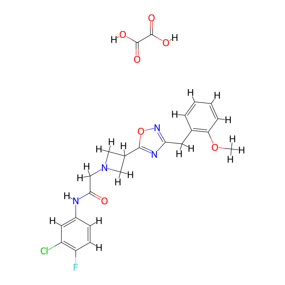 N-(3-chloro-4-fluorophenyl)-2-(3-(3-(2-methoxybenzyl)-1,2,4-oxadiazol-5-yl)azetidin-1-yl)acetamide oxalate molecular structure, CAS 1396803-08-9