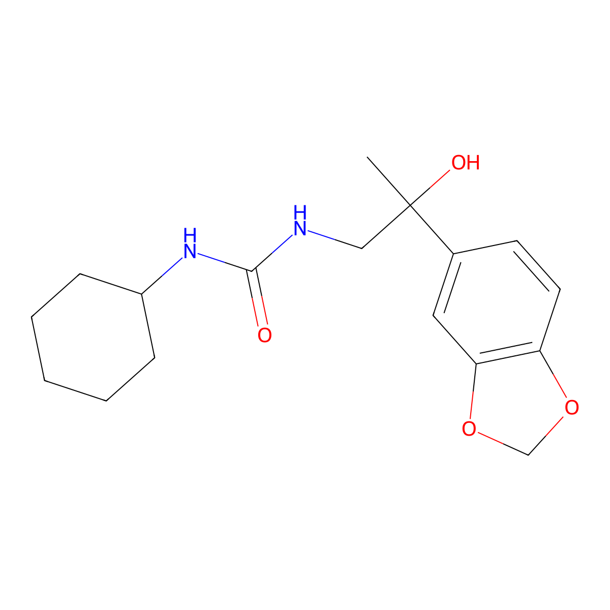 1-(2-(Benzo[d][1,3]dioxol-5-yl)-2-hydroxypropyl)-3-cyclohexylurea molecular structure, CAS 1396803-10-3