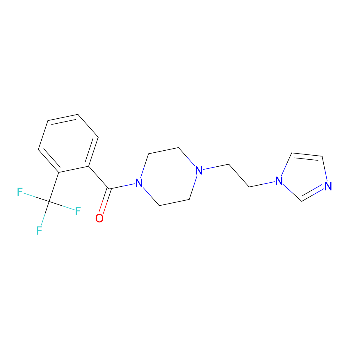 (4-(2-(1H-imidazol-1-yl)ethyl)piperazin-1-yl)(2-(trifluoromethyl)phenyl)methanone molecular structure, CAS 1396803-12-5