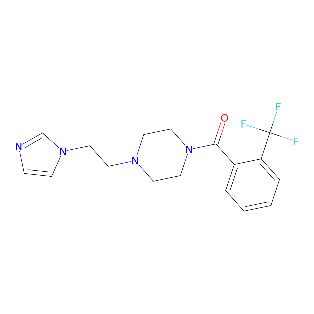 (4-(2-(1H-imidazol-1-yl)ethyl)piperazin-1-yl)(2-(trifluoromethyl)phenyl)methanone molecular structure, CAS 1396803-12-5