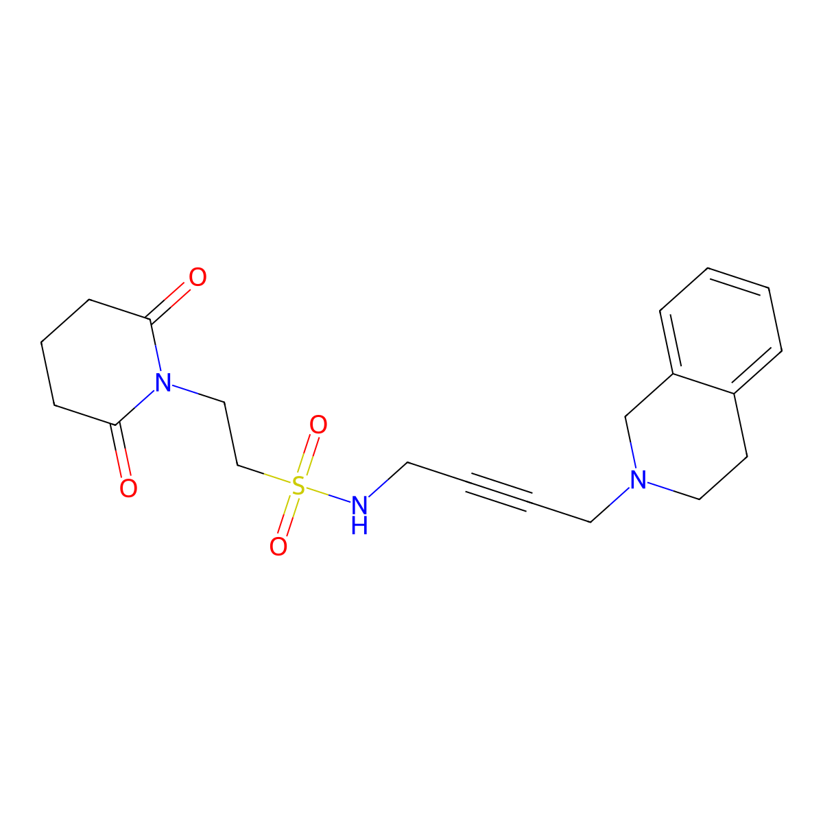 N-(4-(3,4-dihydroisoquinolin-2(1H)-yl)but-2-yn-1-yl)-2-(2,6-dioxopiperidin-1-yl)ethanesulfonamide molecular structure, CAS 1396803-16-9