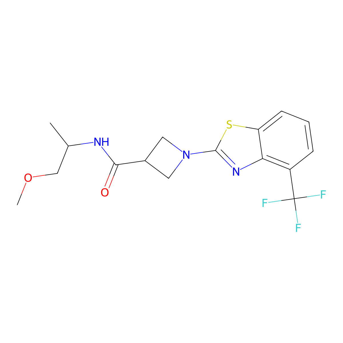 N-(1-methoxypropan-2-yl)-1-(4-(trifluoromethyl)benzo[d]thiazol-2-yl)azetidine-3-carboxamide molecular structure, CAS 1396803-17-0