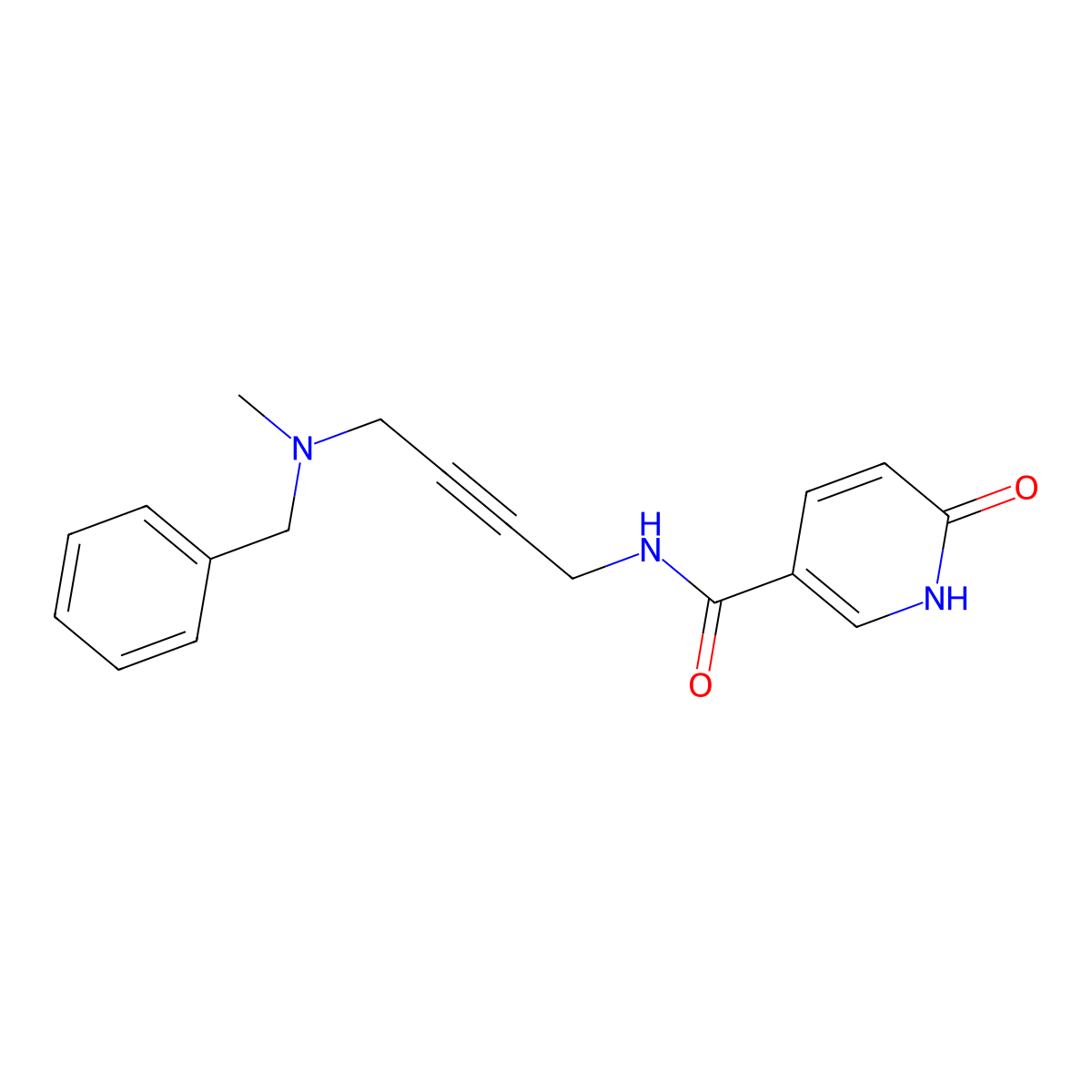 N-(4-(benzyl(methyl)amino)but-2-yn-1-yl)-6-oxo-1,6-dihydropyridine-3-carboxamide molecular structure, CAS 1396803-25-0