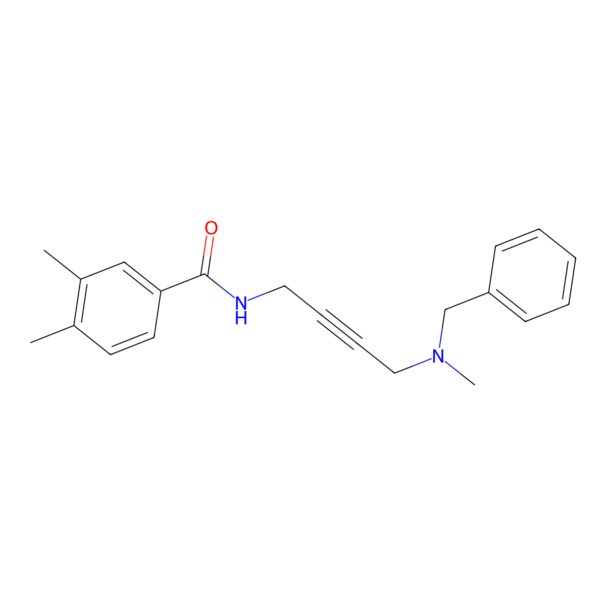N-(4-(benzyl(methyl)amino)but-2-yn-1-yl)-3,4-dimethylbenzamide molecular structure, CAS 1396803-30-7