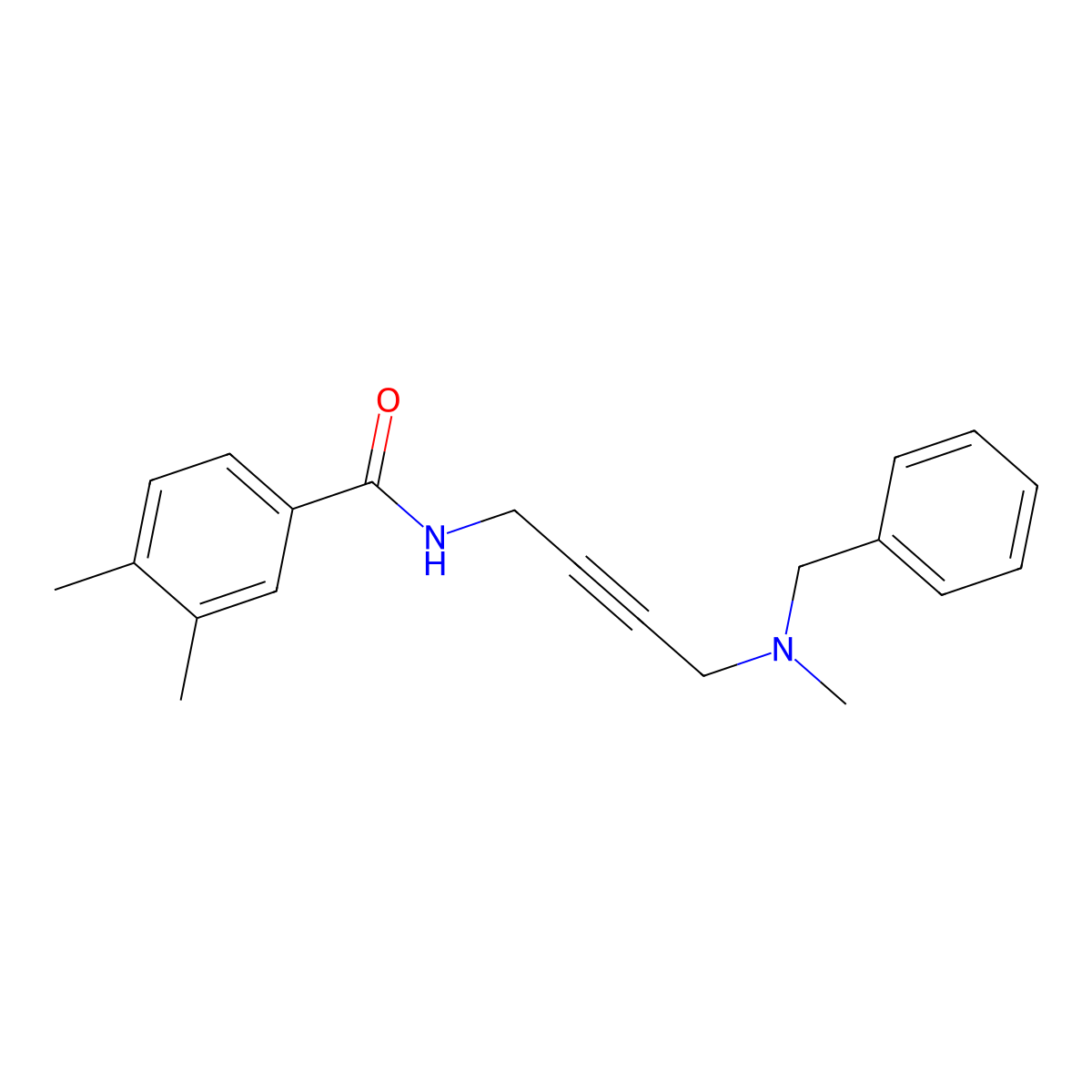 N-(4-(benzyl(methyl)amino)but-2-yn-1-yl)-3,4-dimethylbenzamide molecular structure, CAS 1396803-30-7