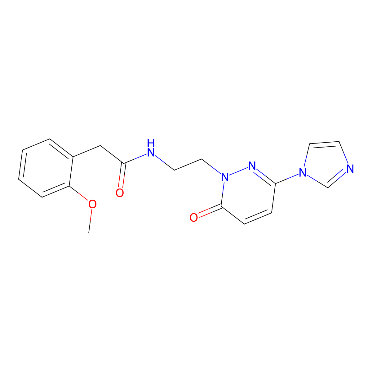 N-(2-(3-(1H-imidazol-1-yl)-6-oxopyridazin-1(6H)-yl)ethyl)-2-(2-methoxyphenyl)acetamide molecular structure, CAS 1396803-36-3