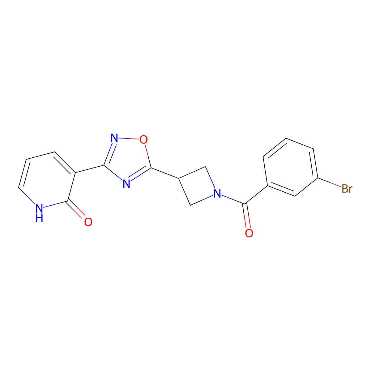 3-(5-(1-(3-bromobenzoyl)azetidin-3-yl)-1,2,4-oxadiazol-3-yl)pyridin-2(1H)-one molecular structure, CAS 1396803-37-4