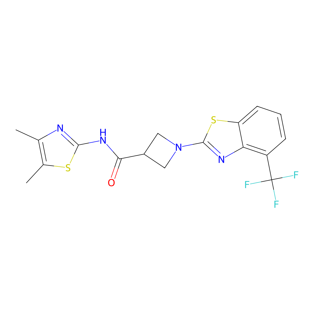 N-(4,5-dimethylthiazol-2-yl)-1-(4-(trifluoromethyl)benzo[d]thiazol-2-yl)azetidine-3-carboxamide molecular structure, CAS 1396803-38-5