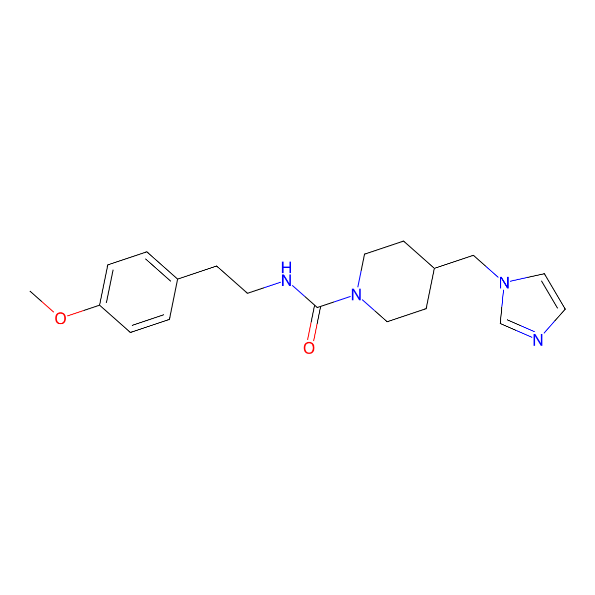 4-[(1H-imidazol-1-yl)methyl]-N-[2-(4-methoxyphenyl)ethyl]piperidine-1-carboxamide molecular structure, CAS 1396803-40-9