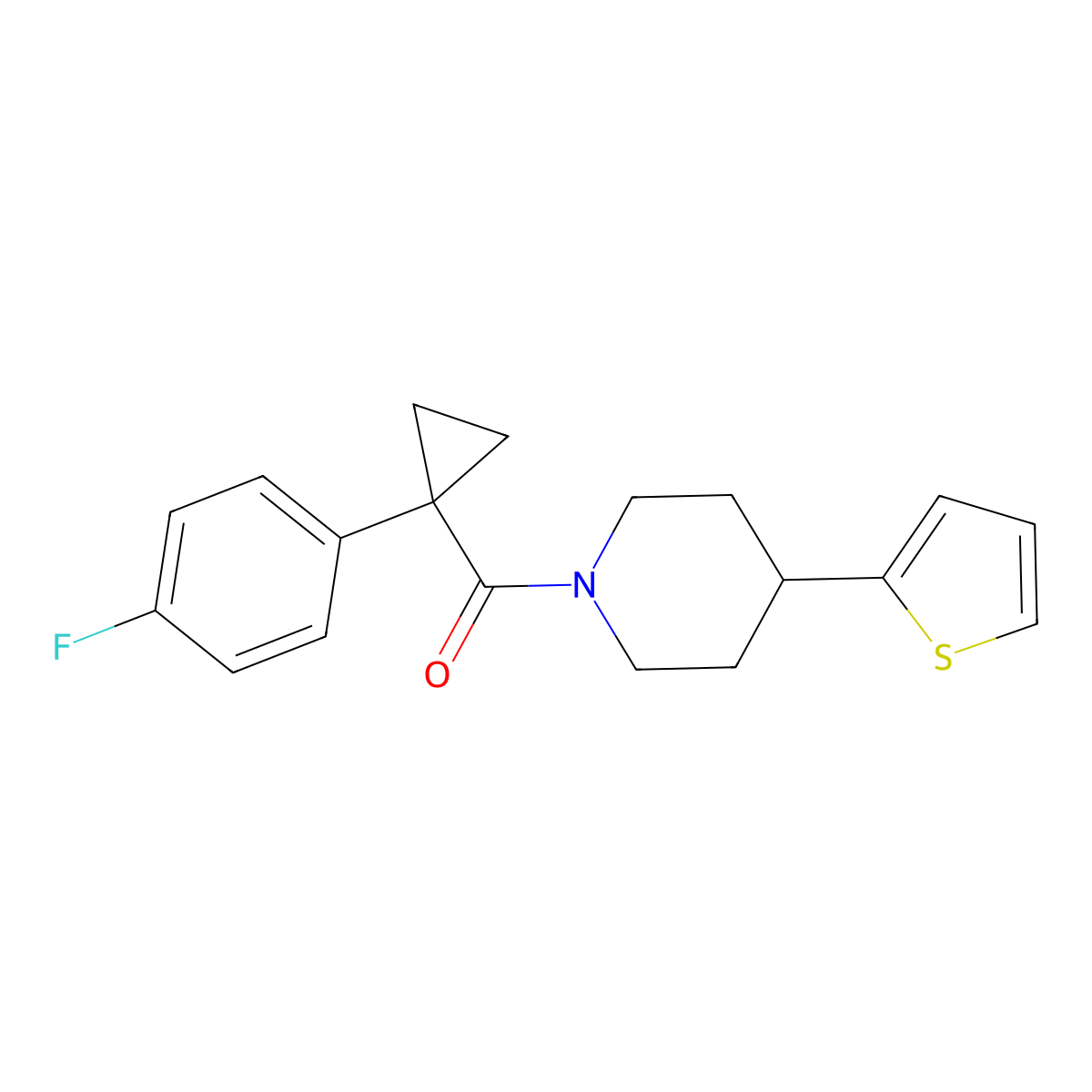 (1-(4-Fluorophenyl)cyclopropyl)(4-(thiophen-2-yl)piperidin-1-yl)methanone molecular structure, CAS 1396803-44-3