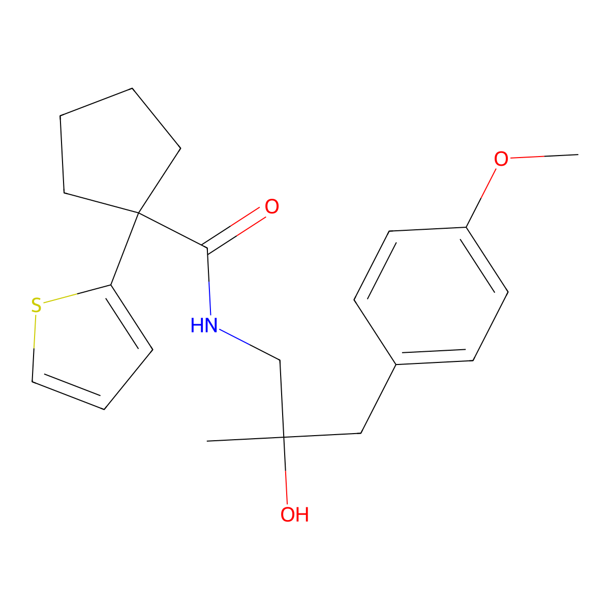 N-(2-hydroxy-3-(4-methoxyphenyl)-2-methylpropyl)-1-(thiophen-2-yl)cyclopentanecarboxamide molecular structure, CAS 1396803-49-8