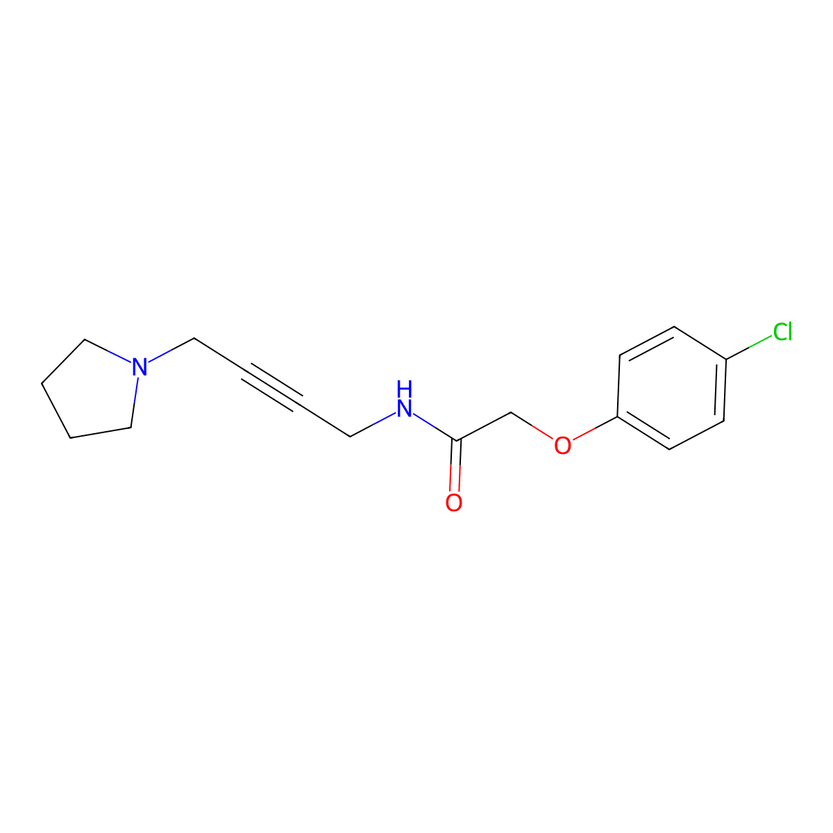 2-(4-chlorophenoxy)-N-(4-(pyrrolidin-1-yl)but-2-yn-1-yl)acetamide molecular structure, CAS 1396803-51-2
