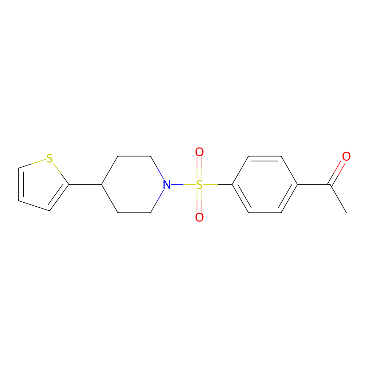 1-(4-((4-(Thiophen-2-yl)piperidin-1-yl)sulfonyl)phenyl)ethanone molecular structure, CAS 1396805-20-1