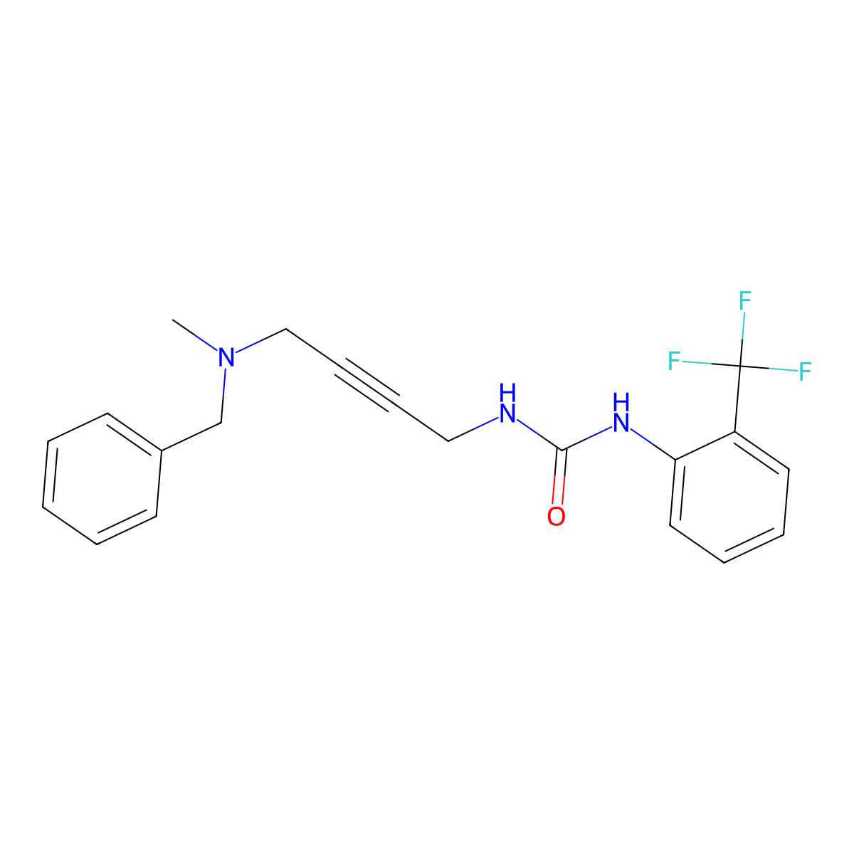 1-{4-[Benzyl(methyl)amino]but-2-yn-1-yl}-3-[2-(trifluoromethyl)phenyl]urea molecular structure, CAS 1396805-24-5