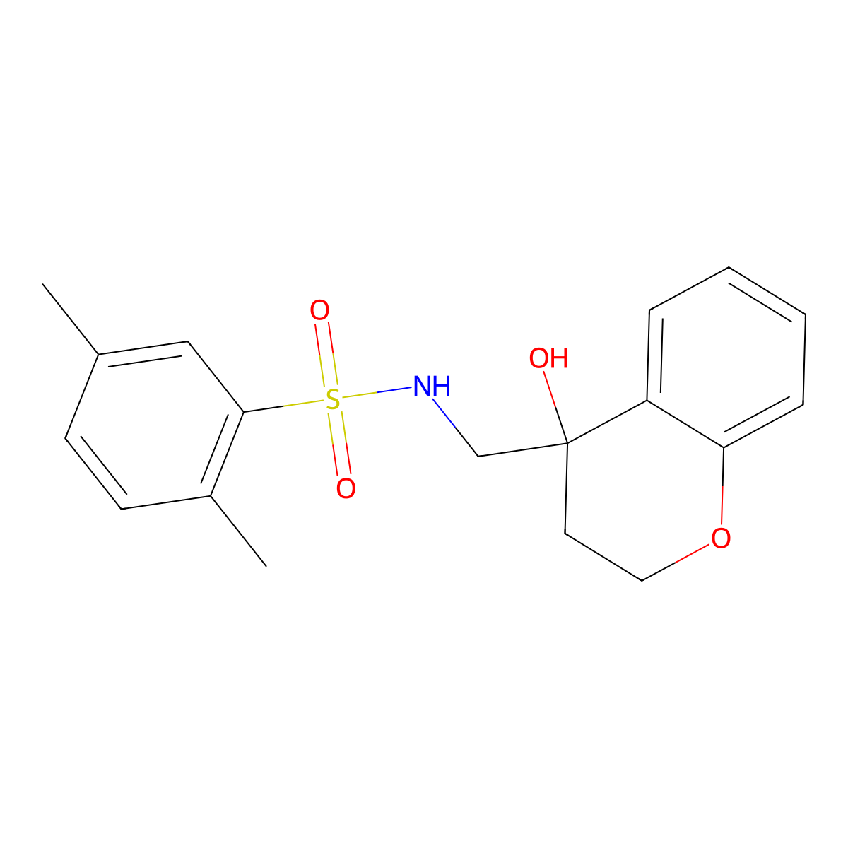 N-((4-hydroxychroman-4-yl)methyl)-2,5-dimethylbenzenesulfonamide molecular structure, CAS 1396805-27-8